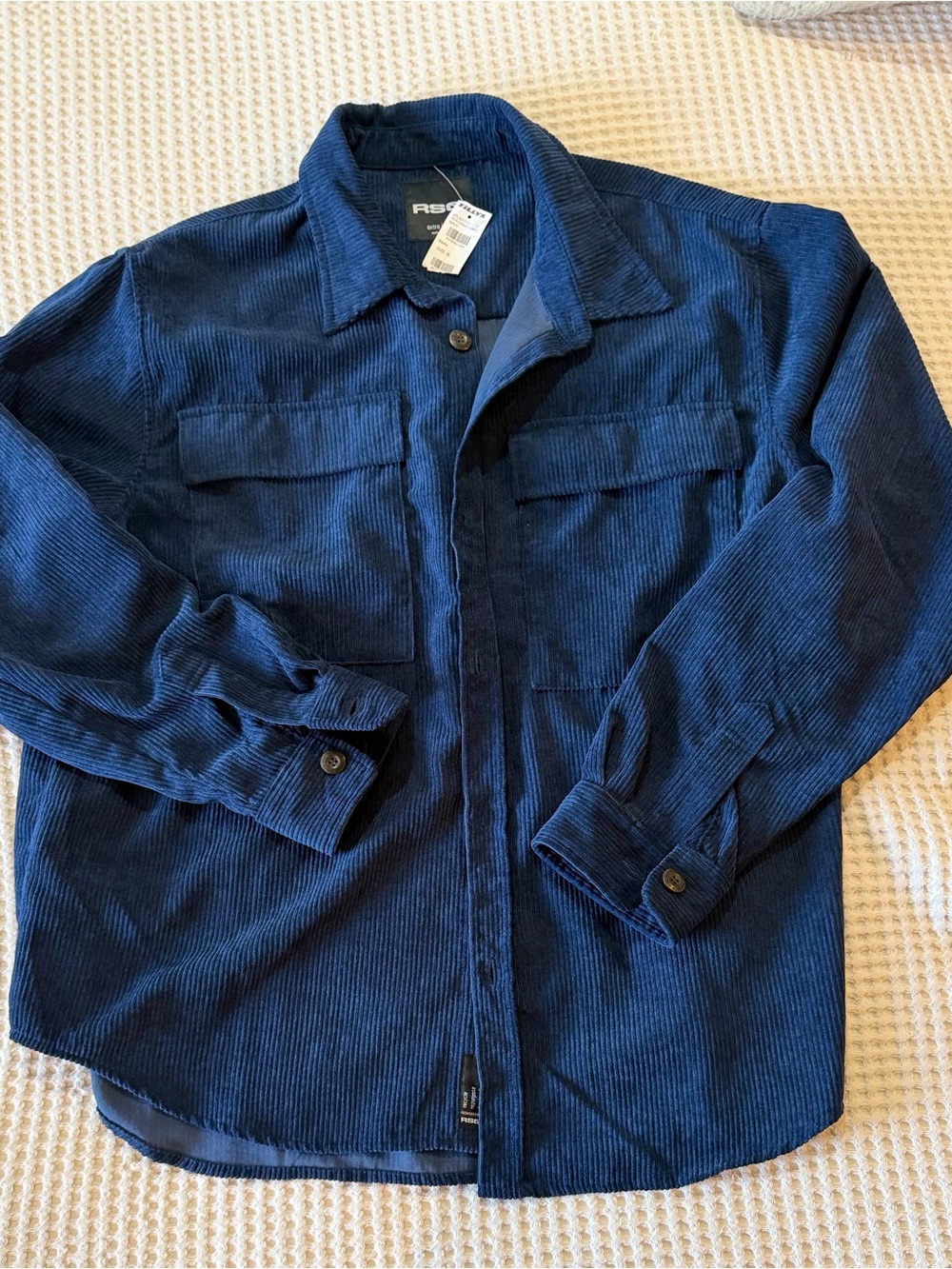 RSQ Men's Navy Corduroy Button-Down Overshirt